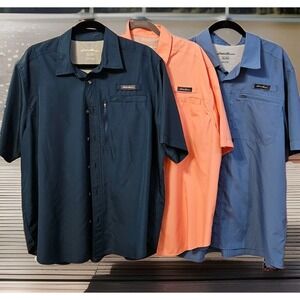 THREE XL Eddie Bauer "Fishing" Tech Shirts Men's Outdoor Vented Shirt UPF